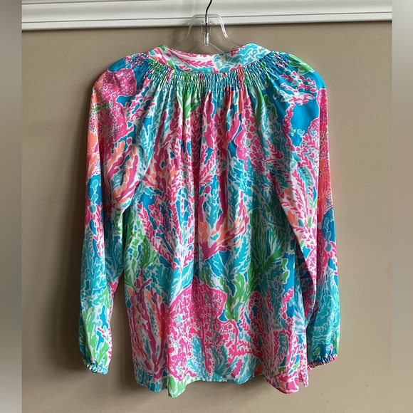 Rare Lilly Pulitzer Elsa Blouse in Original Turquoise “Let’s Cha Cha”, Size XS. - Picture 6 of 11